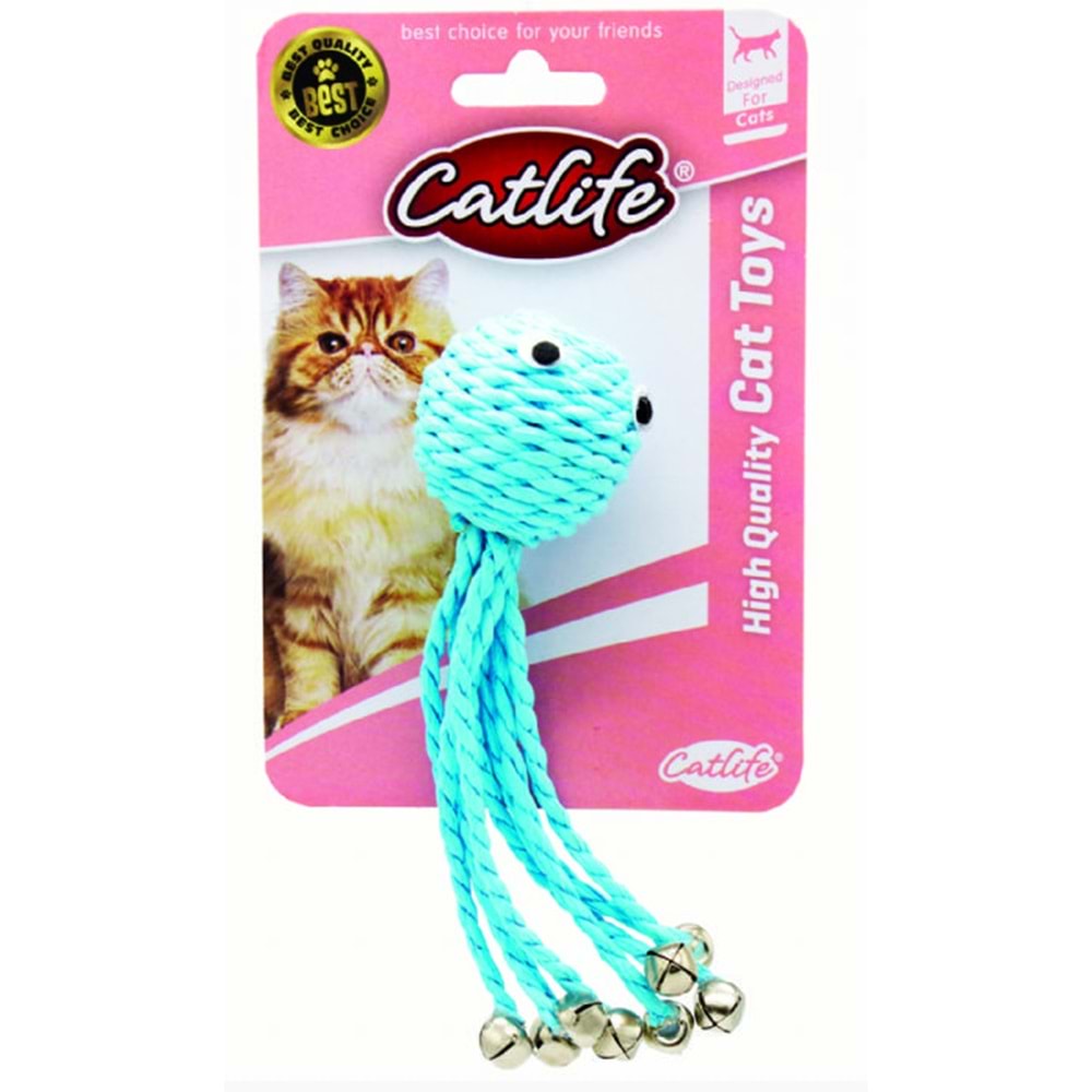Catlife Kediler İçin Hasır Zilli Ahtapot Oyuncak