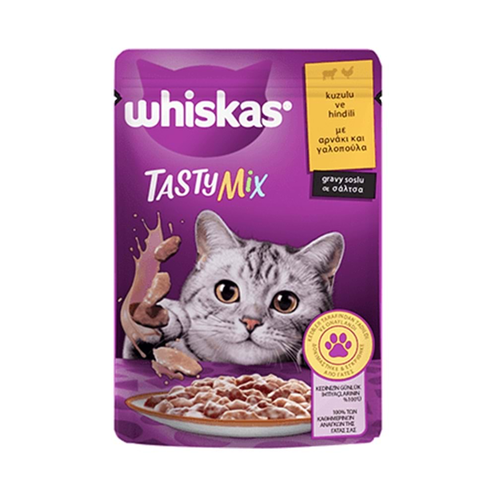Whiskas Tasty Mix Kuzu & Hindili Pouch Yaş Mama 85 Gr x 28 Adet