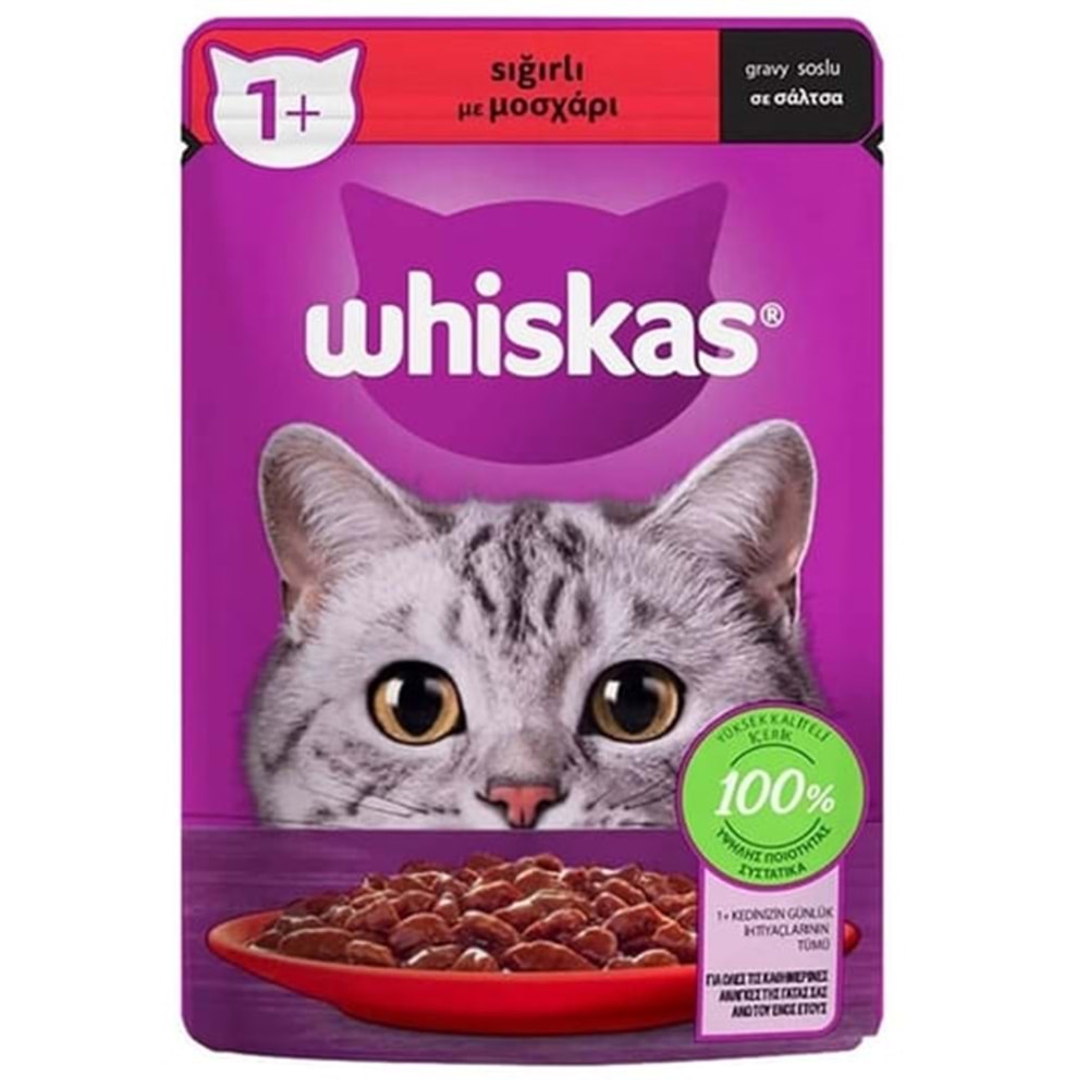 Whiskas Biftekli Pouch Yaş Mama 85 Gr x 28 Adet