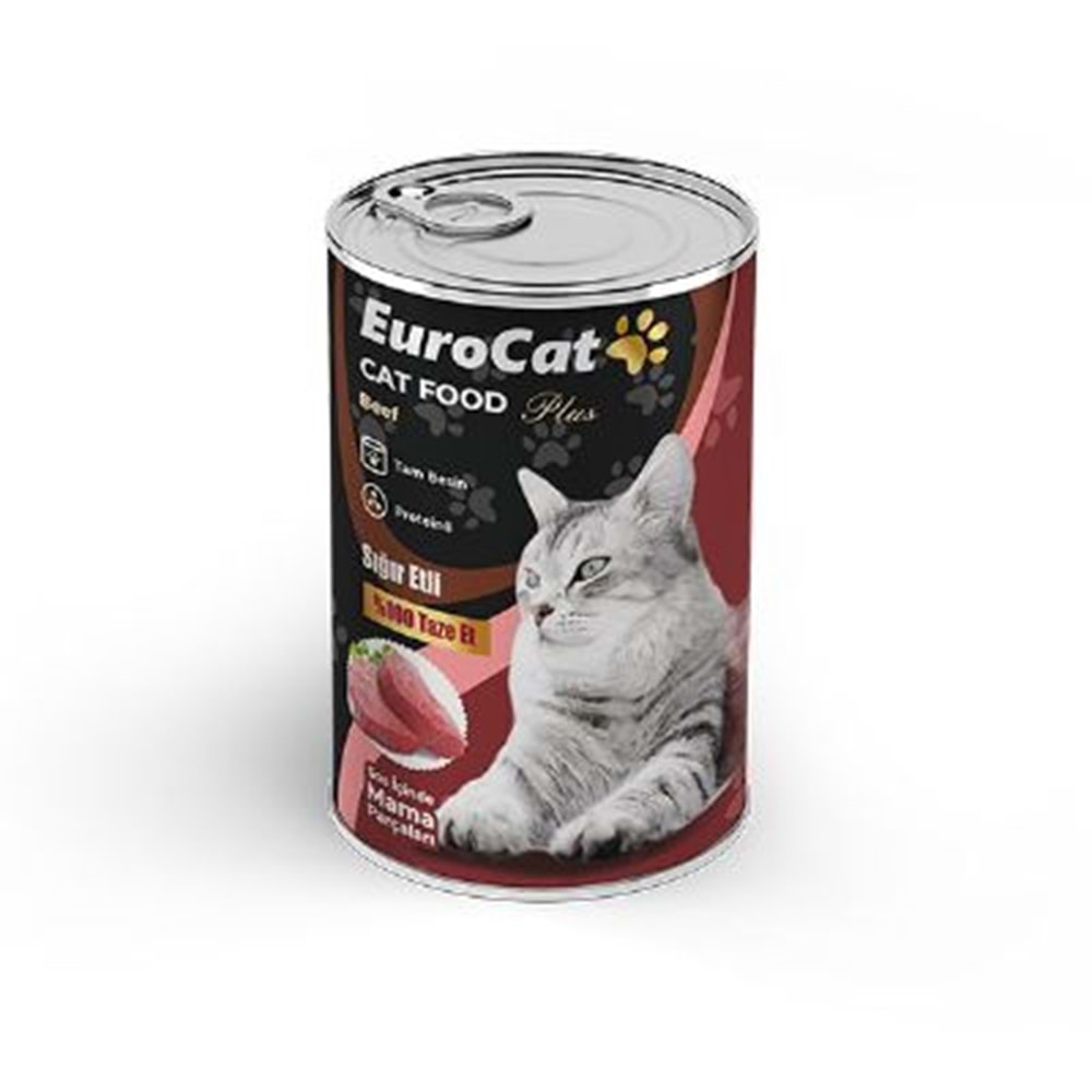 EuroCat Sığır Parça Etli Yetişkin Kedi Konserve 400 Gr x 12 Adet