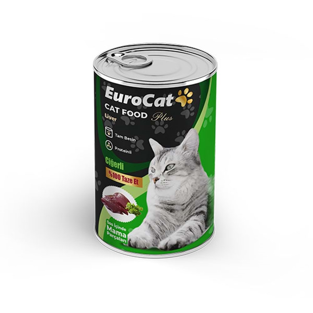 EuroCat Ciğer Parça Etli Yetişkin Kedi Konserve 400 Gr x 12 Adet