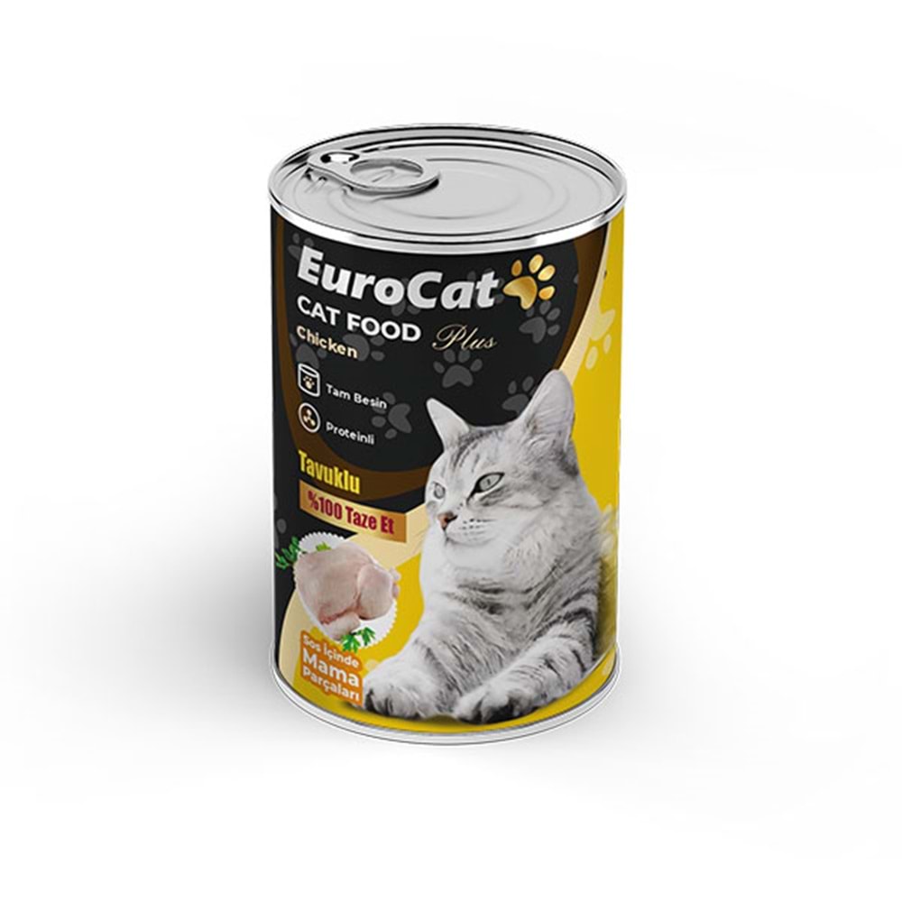 EuroCat Tavuk Parça Etli Ytş. Kedi Konserve 400 Gr x 12 Adet