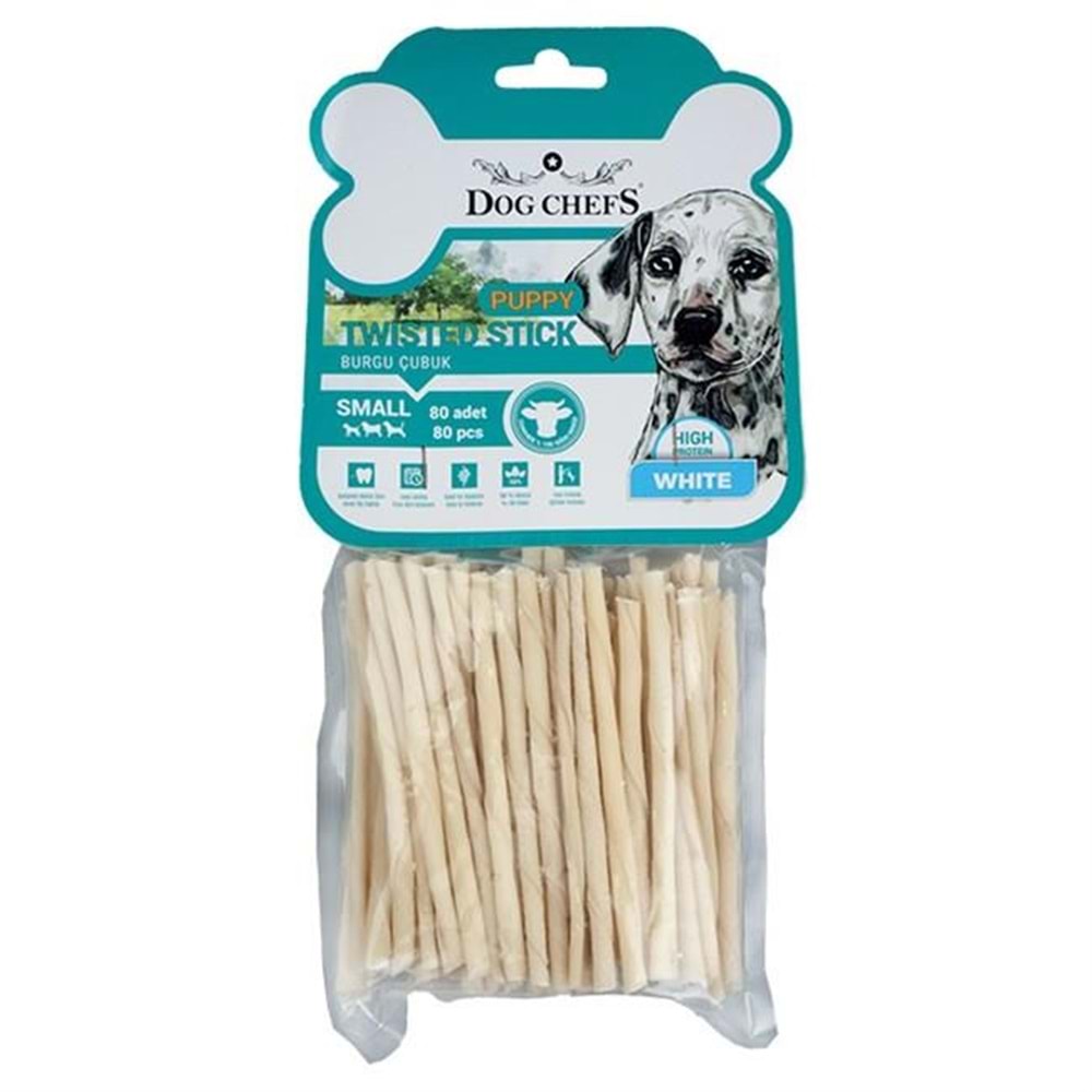 Dog Chefs Beyaz Burgu Kemik 80li Paket