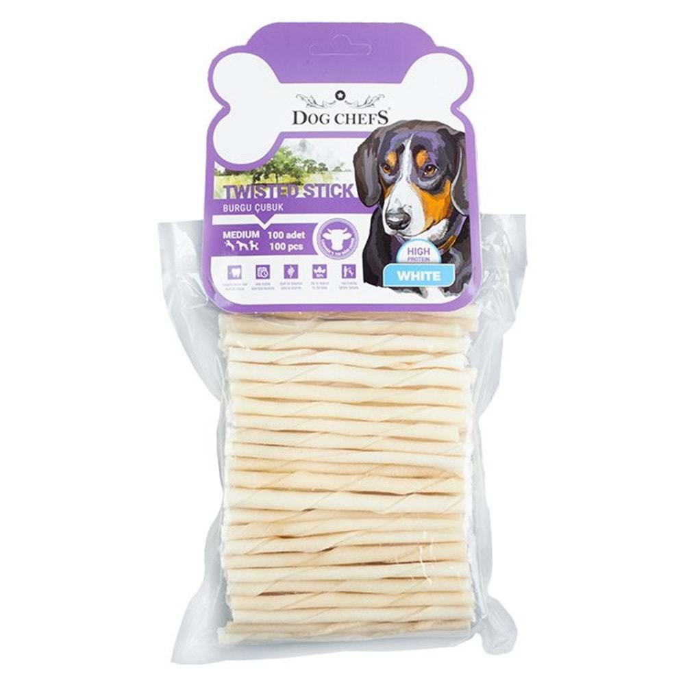 Dog Chefs Beyaz Burgu Çubuk 12 Cm 6 Gr 100lü