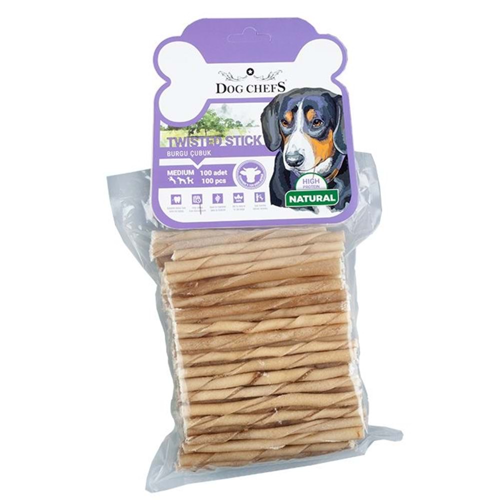 Dog Chefs Burgulu Kalın Naturel 12 Cm 6 Gr 100lü