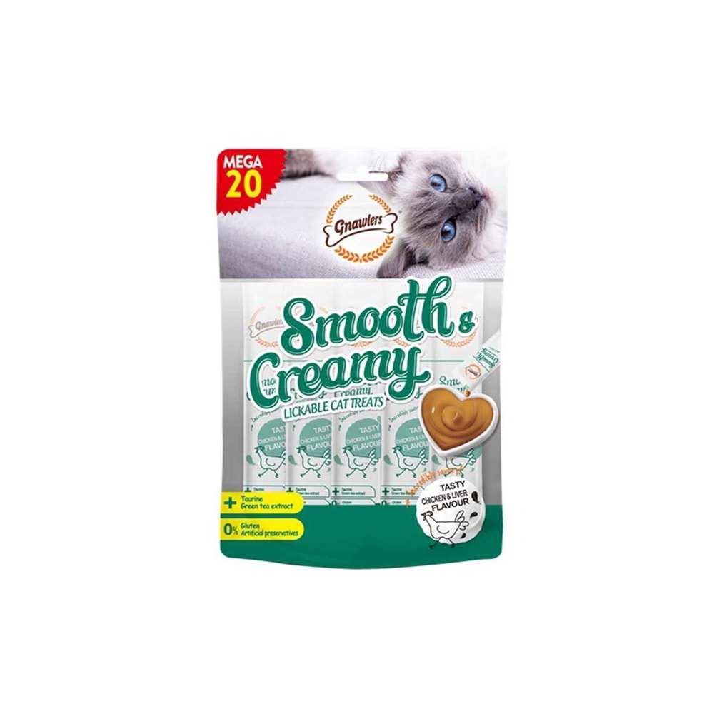 Gnawlers Tavuklu ve Ciğerli Krema Kedi Ödül Maması 20x15gr