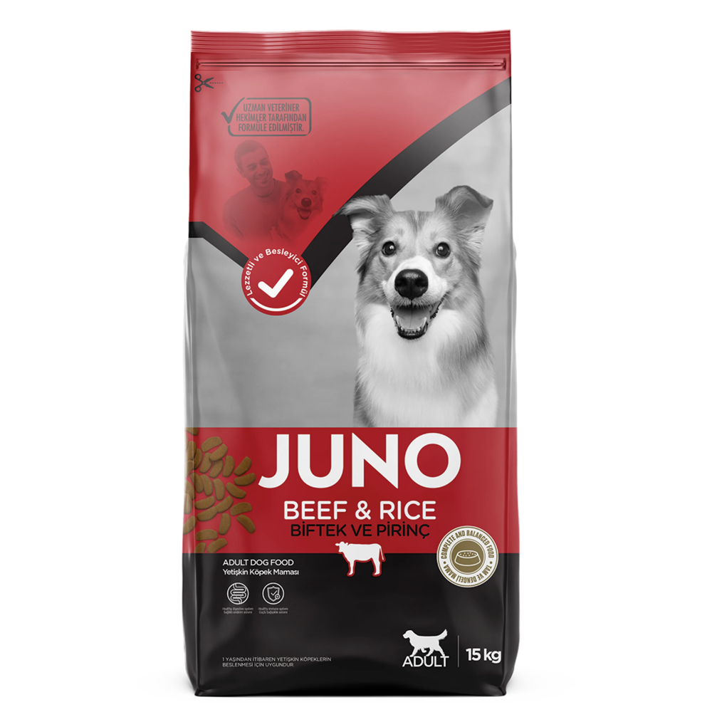 Juno Sığır Etli & Pirinçli Yetişkin Köpek Maması 15 Kg