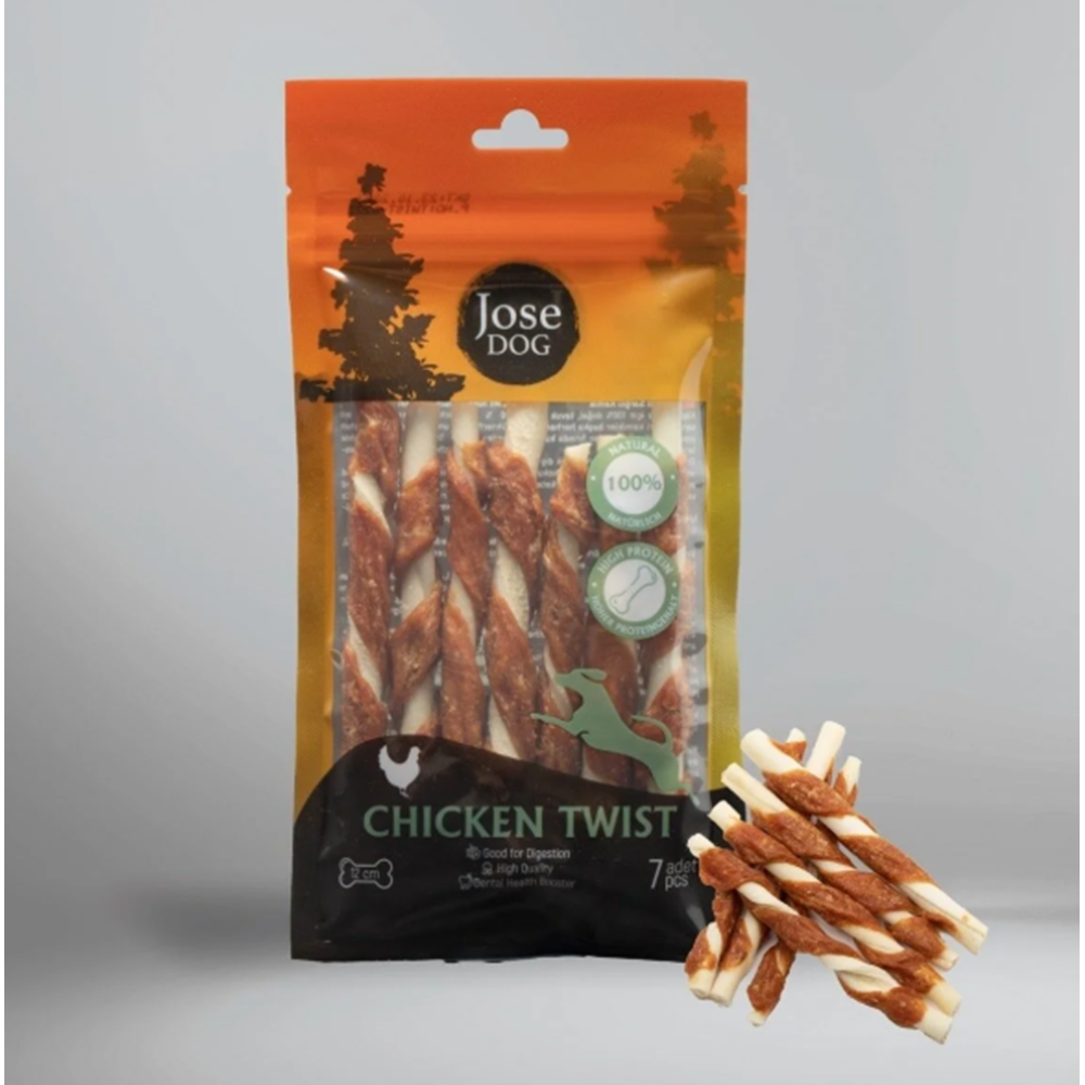 Chicken Twist 12 Cm 7 li Et Sargı Burgu Çubuk