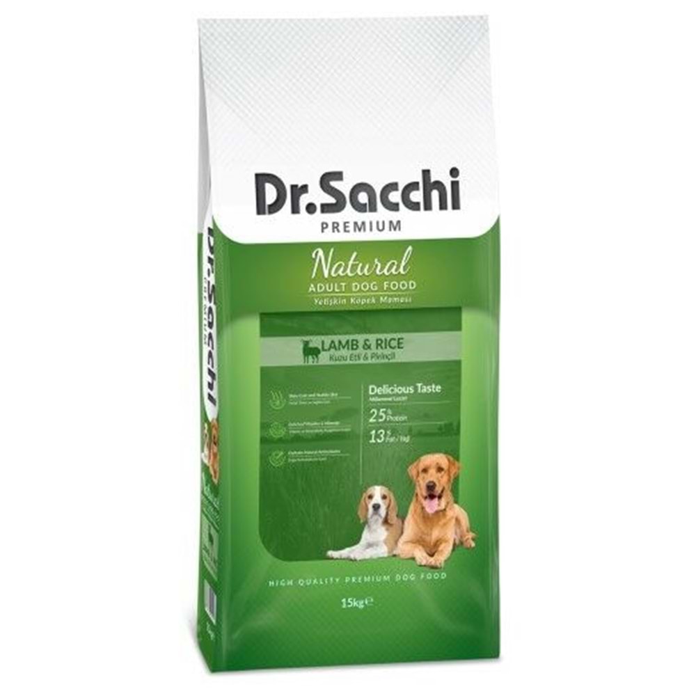 Dr Sacchi Kuzu Etli & Pirinçli Köpek Maması 15 Kg