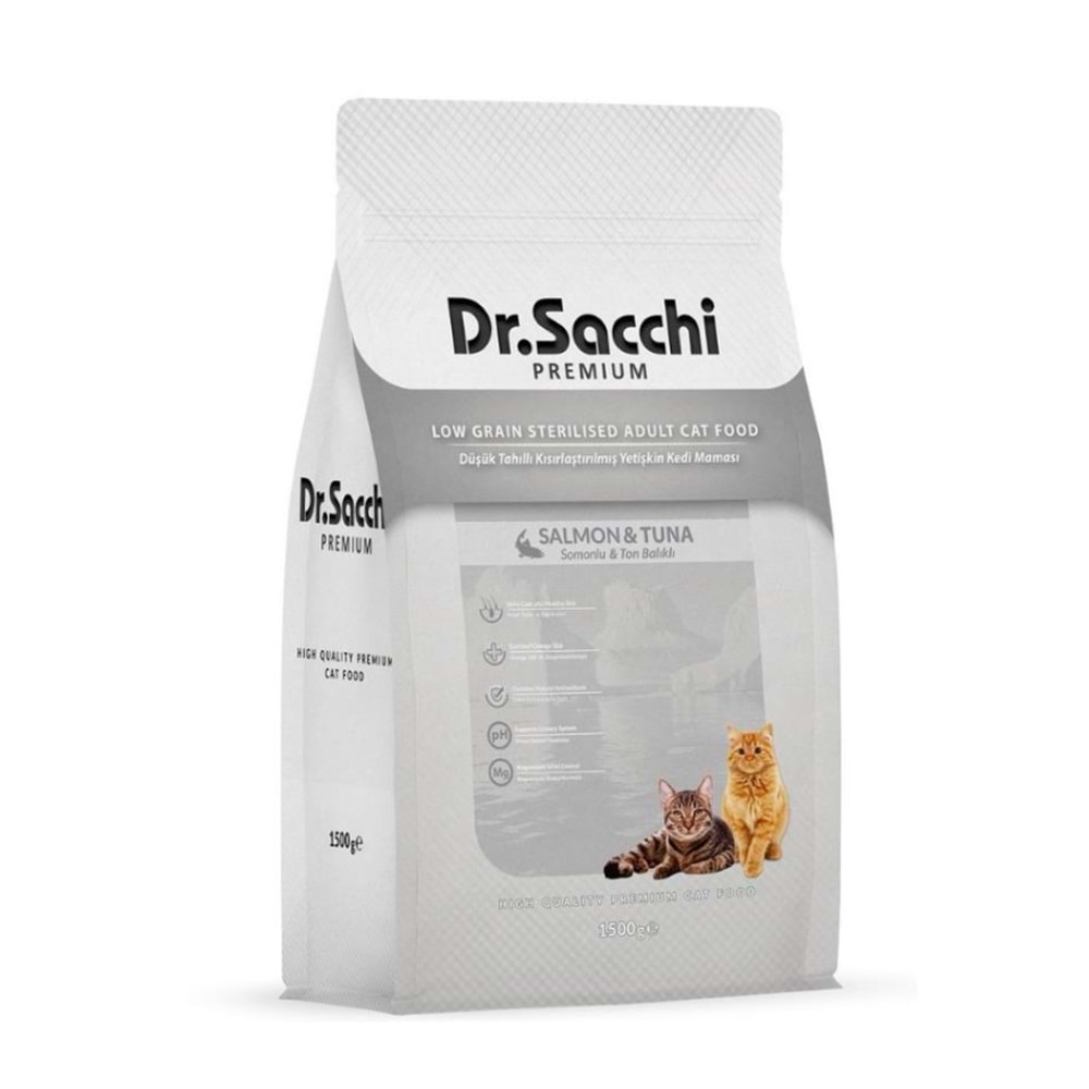 Dr Sacchi Premium Az Tahıllı Kısır Somonlu Kedi Maması 1 Kg