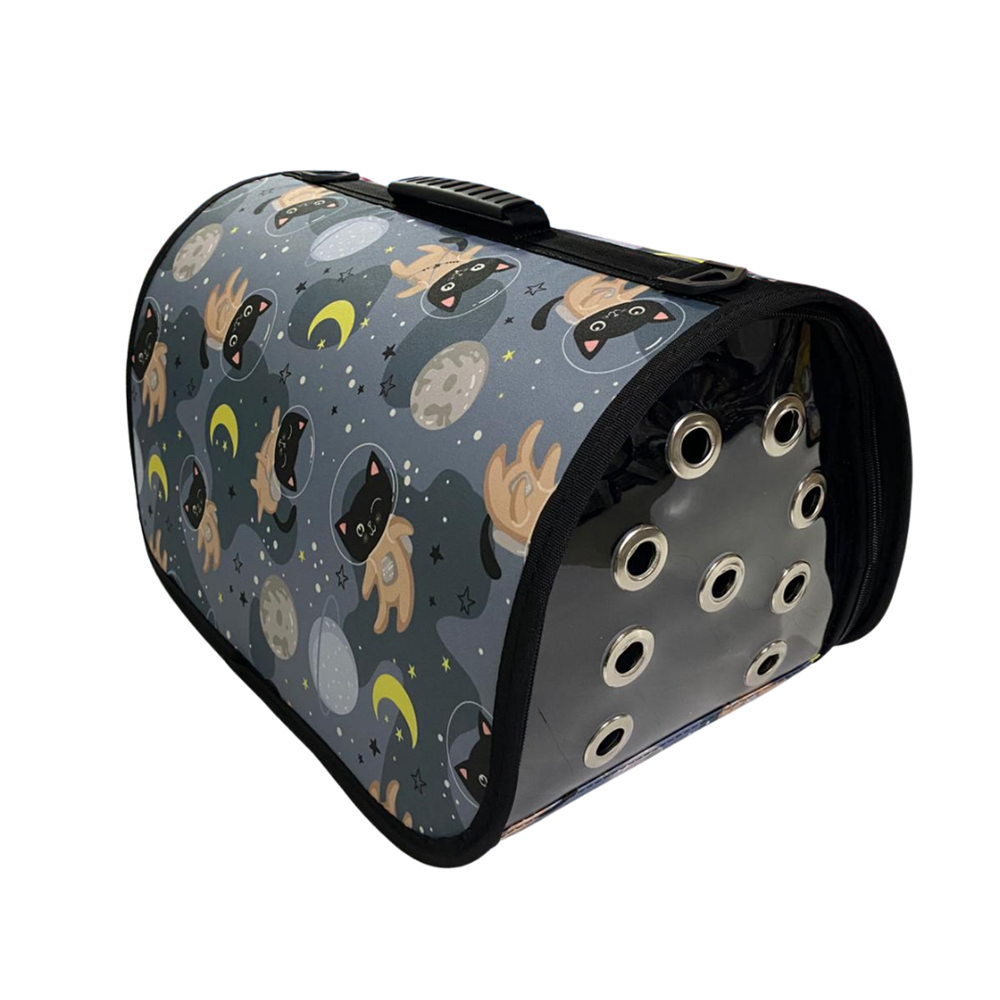 Dijital Astronot Kedi Baskılı Kapalı Çanta