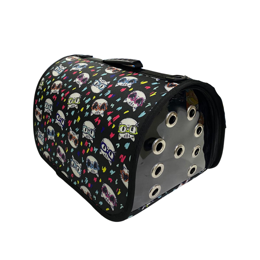 Dijital Gözlüklü Kedi Baskılı Kapalı Çanta