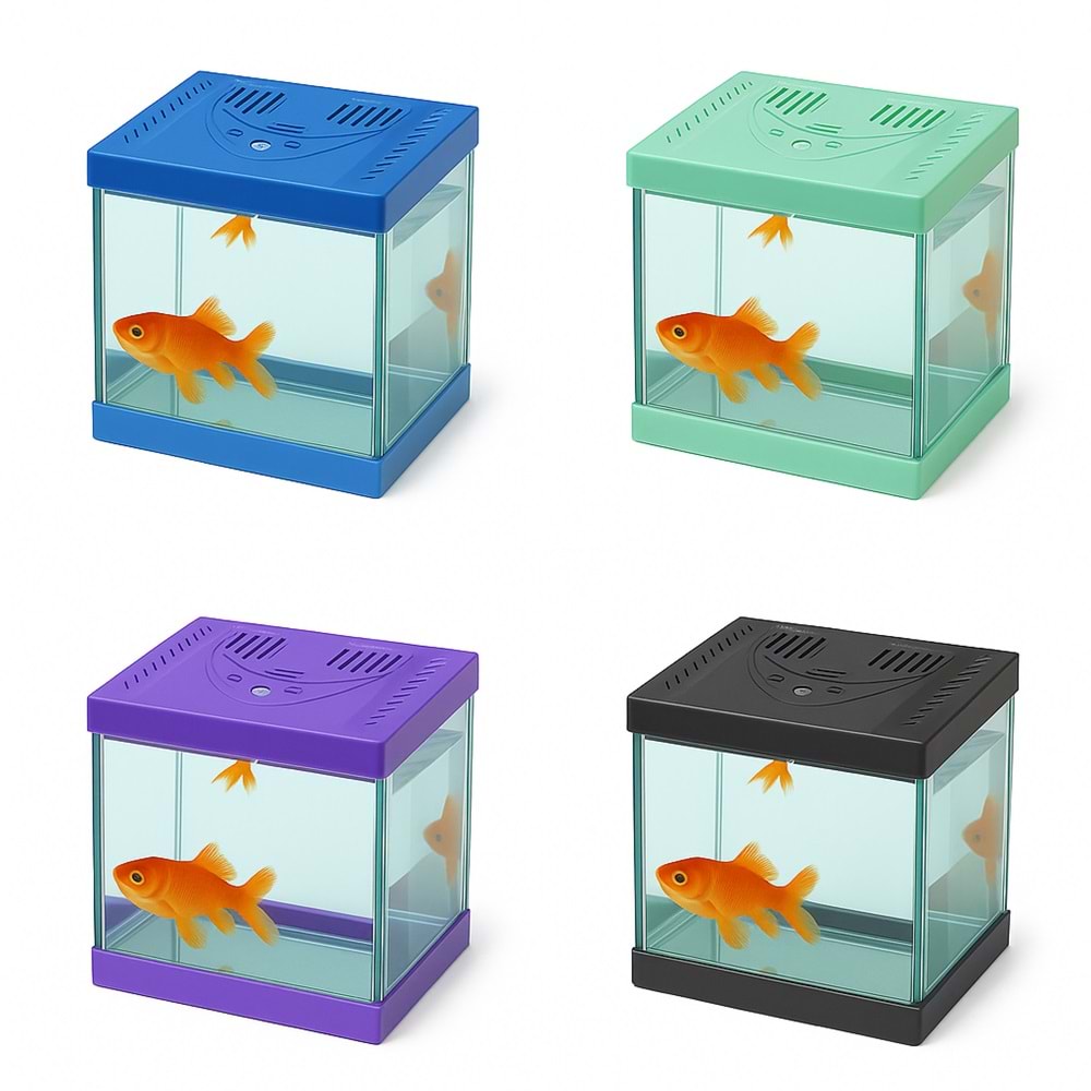Plastik Mini Kare Akvaryum 20x20x15