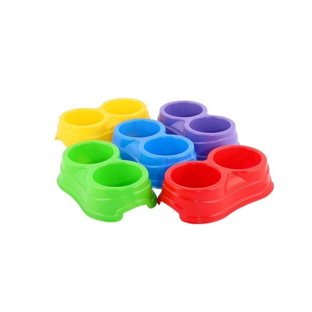 Plastik İkili Küçük Mama Kabı 22*13*6 cm