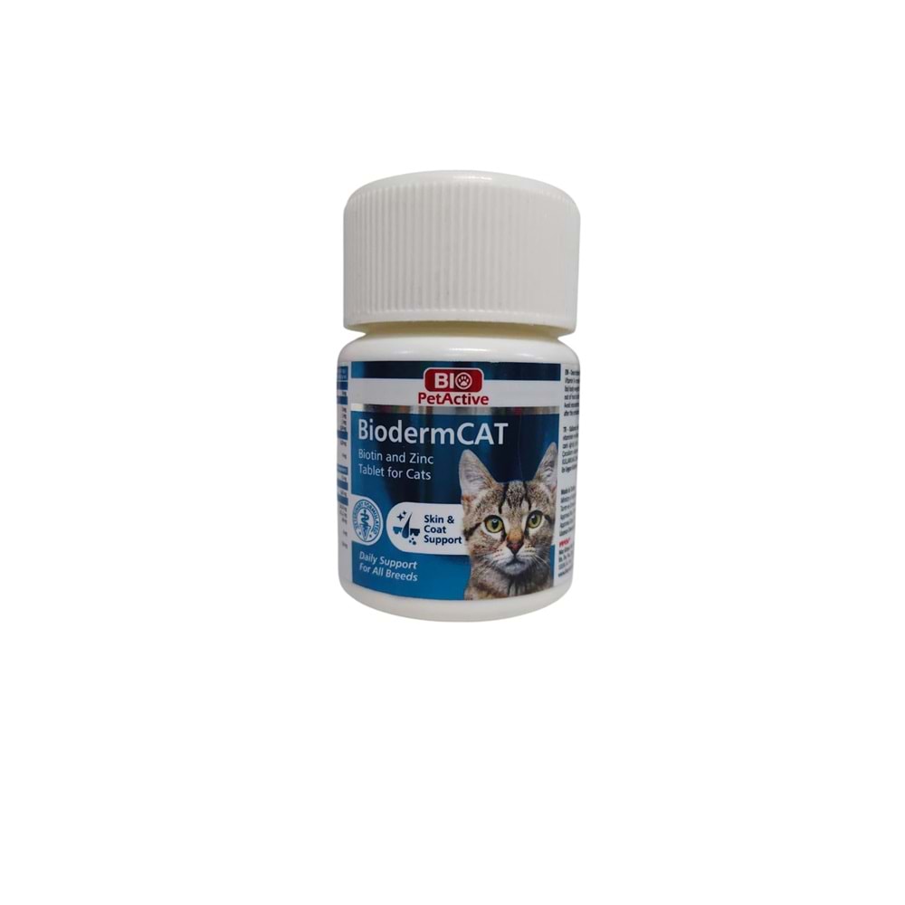 Bio PetActive Bioderm Cat 100 Tablet Kediler Için Çinko Ve Biotin Tableti