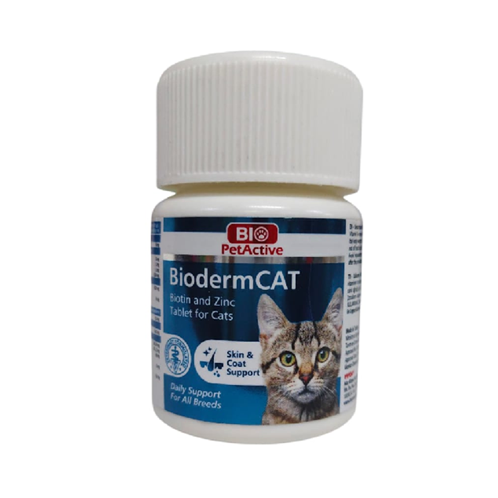 Bio PetActive Bioderm Cat 100 Tablet Kediler için Çinko Ve Biotin Tableti