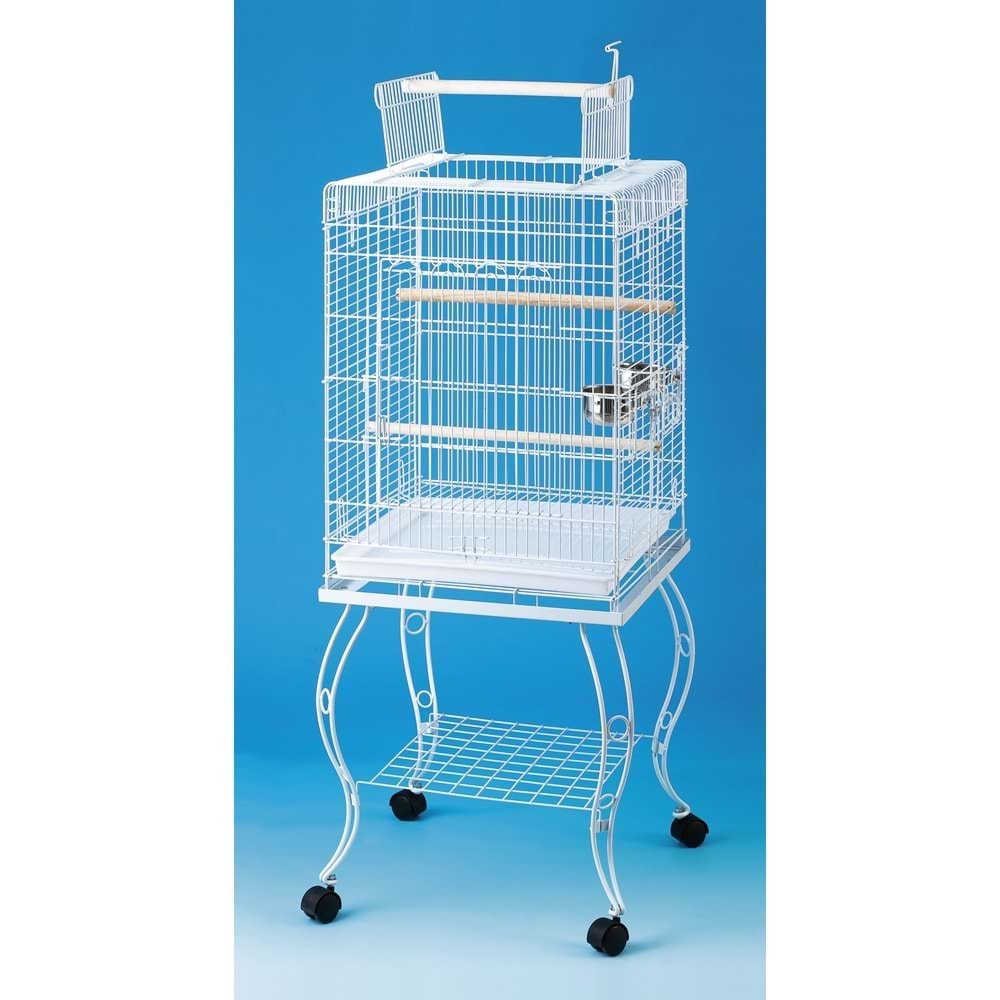 80901 Tekerlekli Sehpalı Papağan Kafesi 51x51x129 cm