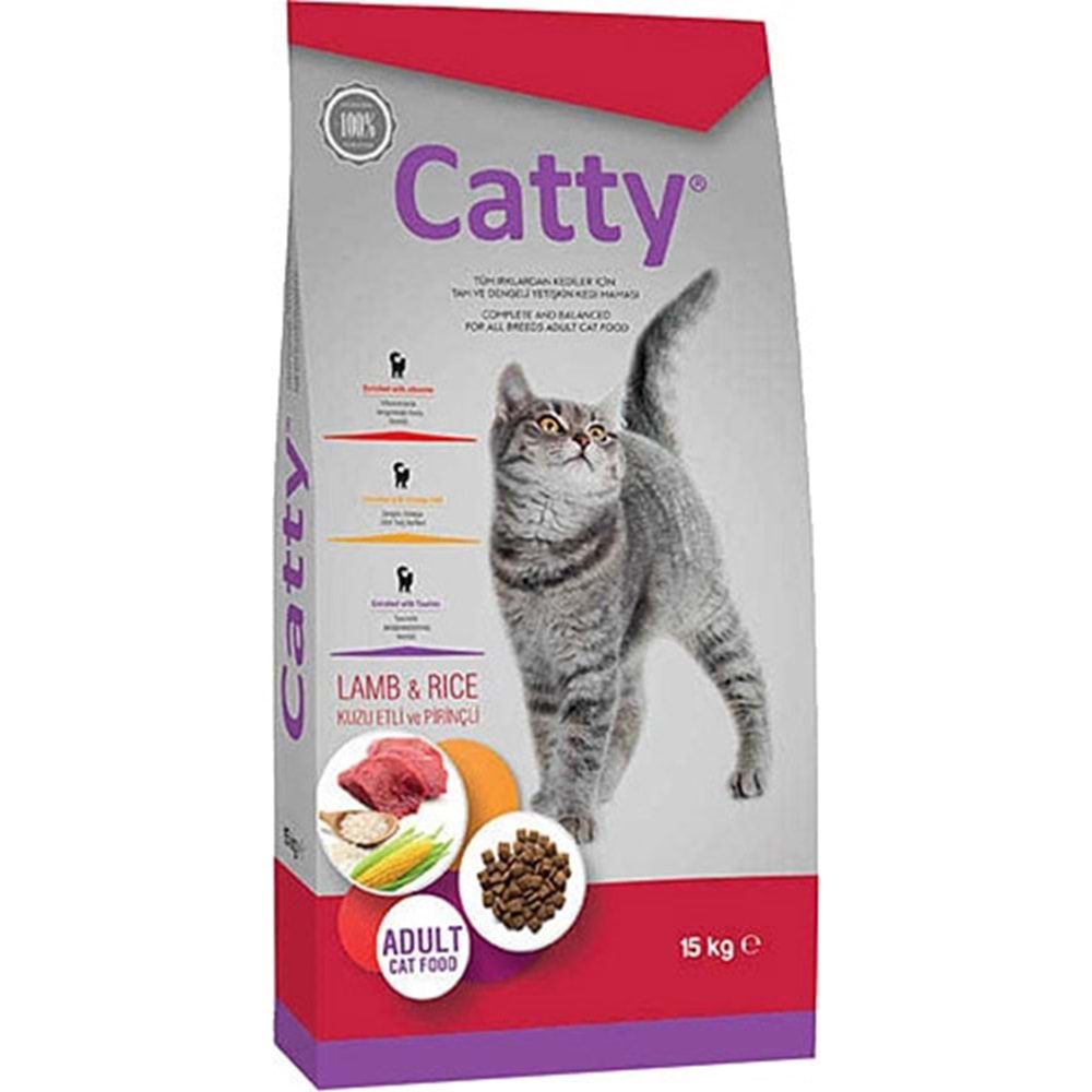 Catty Kuzu Etli ve Pirinçli Yetişkin Kedi Maması 15 Kg