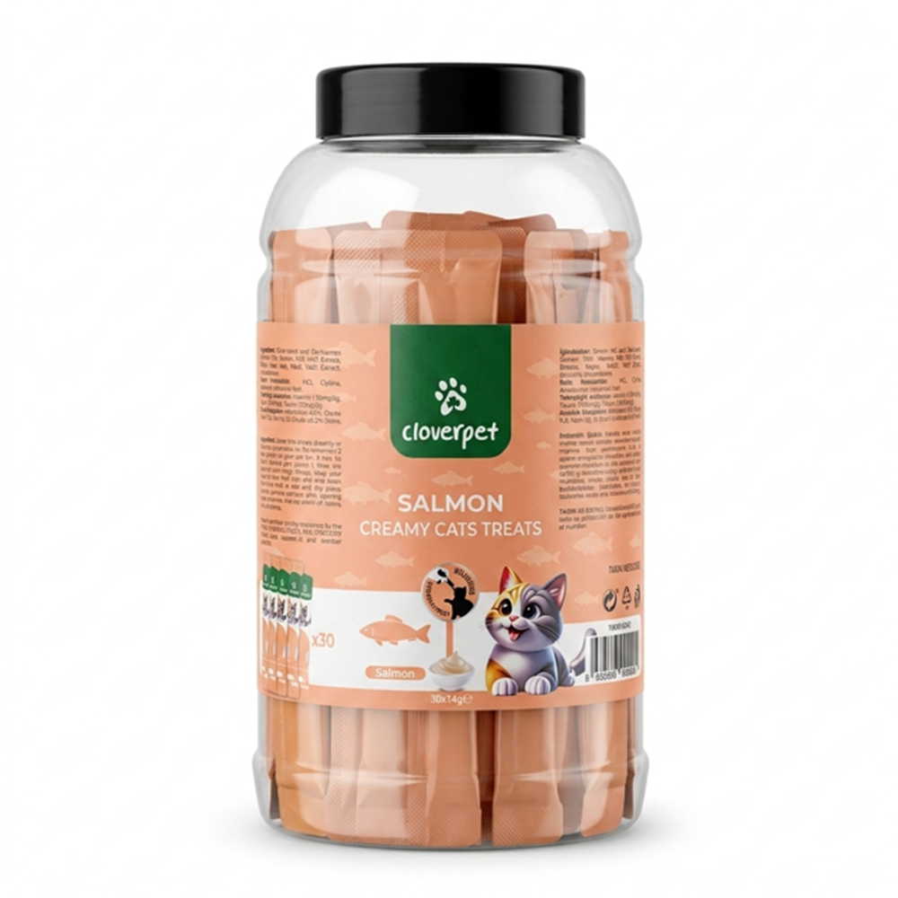 Cloverpet Kavanoz Krema Somonlu 30x14 Gr
