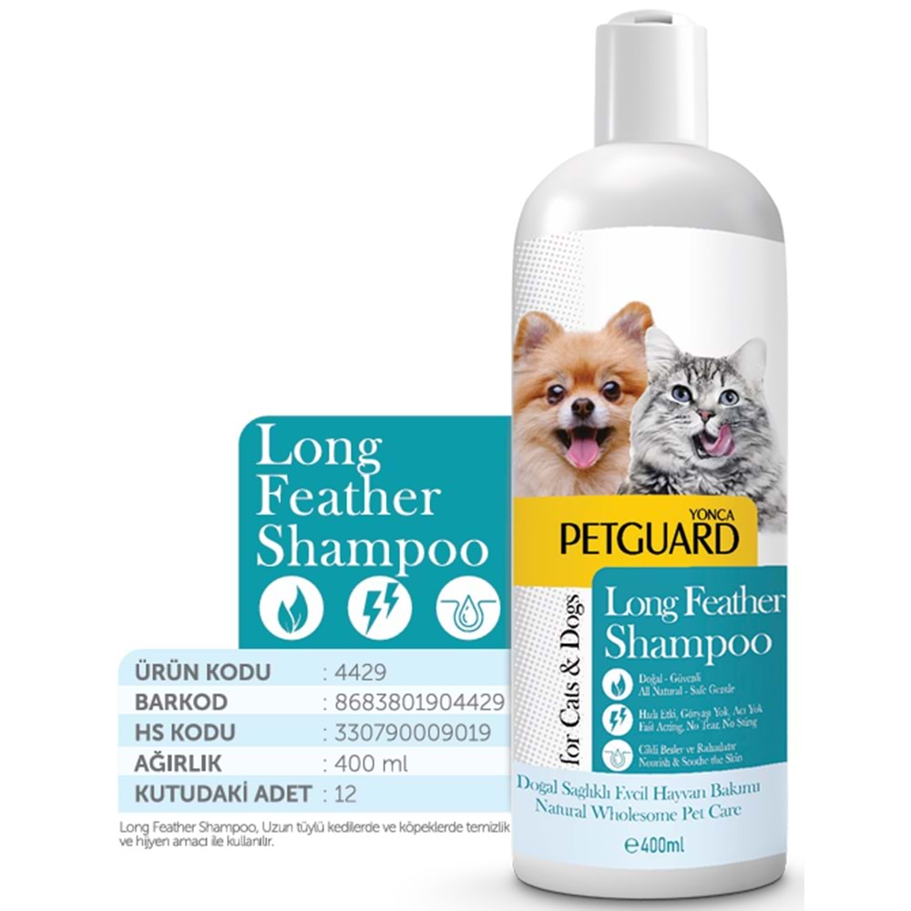 Petguard Uzun Tüylü Kedi Köpek Sıvı Şampuan 400 Ml