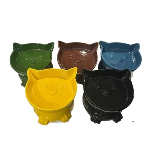 Kedi Kulak Model Ayaklı Seramik Mama Kabı