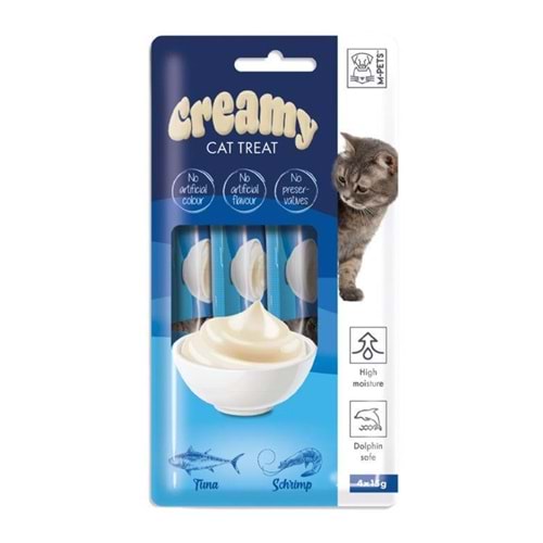 M-Pets Creamy Ton Balık & Karidesli Kedi Ödülü 4x15 Gr