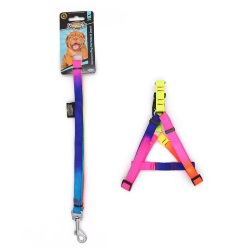 Doglife Gökkuşağı Gezdirmeli Göğüs Tasması 2 cm