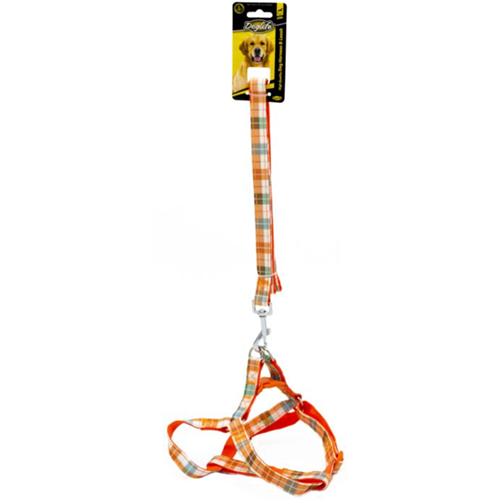 Doglife Ekose Desenli Göğüs Tasması ve Gezdirme 2cm