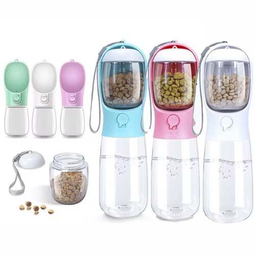 Taşınabilir Su ve Mama Hazneli Seyahat Suluğu 350 Ml