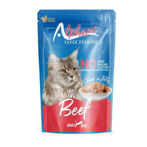 Alpha Pet Biftek Etli Jöleli Yetişkin Kedi Pouch 85 Gr 24lü