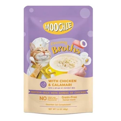 Moochie Çorba Kedi Ödülü Tavuklu & Kalamarlı 40 gr 16'LI