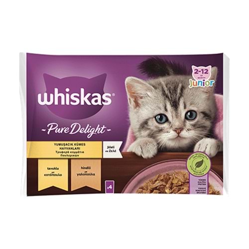 Whiskas Pure Delight Jöleli Tavuk ve Hindili Kitten Pouch 4x85 Gr