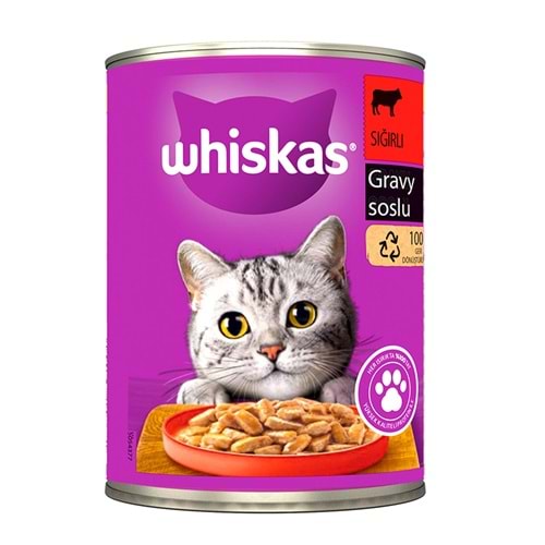 Whiskas Sığırlı ve Gravy Soslu Konserve Yaş Mama 400 Gr