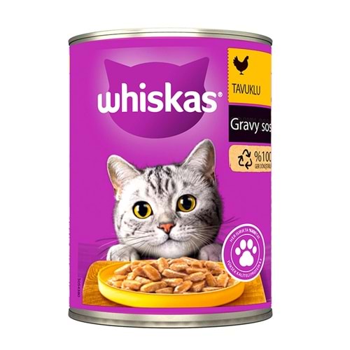 Whiskas Tavuklu ve Gravy Soslu Konserve Yaş Mama 400 Gr