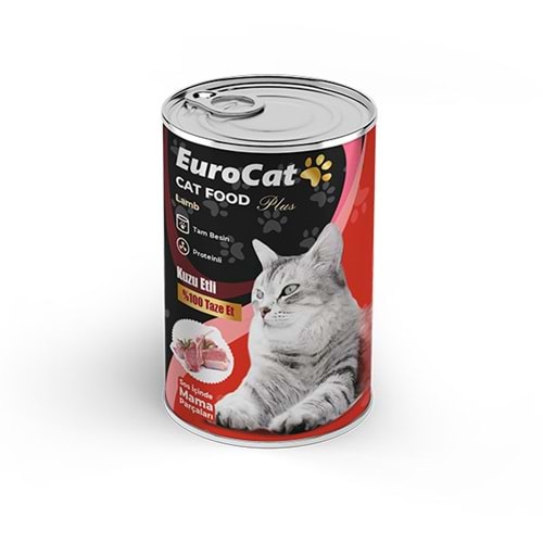 EuroCat Kuzu Parça Etli Ytş. Kedi Konserve 400 Gr x 12 Adet