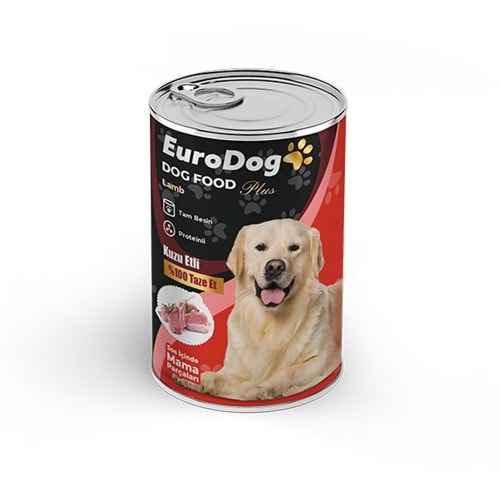 EuroDog Kuzu Parça Etli Yetişkin Köpek Konserve 400 Gr x 12 Adet