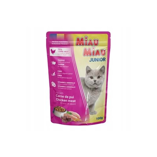 Miau Miau Kitten Tavuklu Yavru Kedi Pouch 100grx24