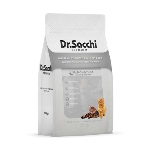 Dr Sacchi Premium Az Tahıllı Kısır Somonlu Kedi Maması 1 Kg