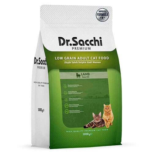 Dr Sacchi Premium Az Tahıllı Kuzu Etli Kedi Maması 1 Kg