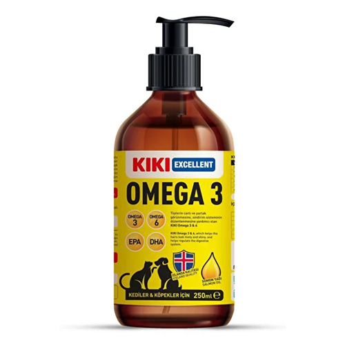 Kiki Excellent Kedi ve Köpekler için Omega 3 Somon Yağı 250 Ml
