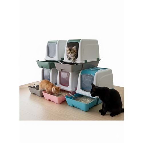 Orta Kapalı Çekmeceli Kedi Tuvaleti 55x40x47 ŞNY