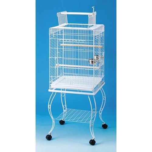 80901 Tekerlekli Sehpalı Papağan Kafesi 51x51x129 cm