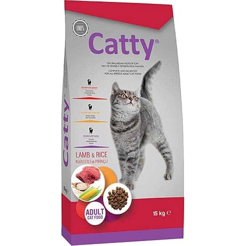 Catty Kuzu Etli ve Pirinçli Yetişkin Kedi Maması 15 Kg