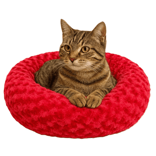 Simit Yatak Peluş Kırmızı 55x55 cm