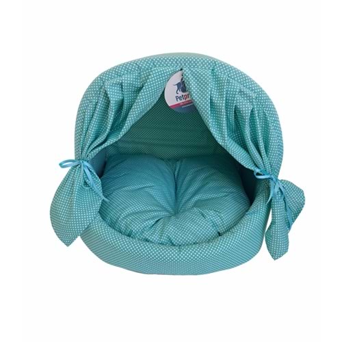 Perdeli Kumaş Yuva Turkuaz Puantiyeli