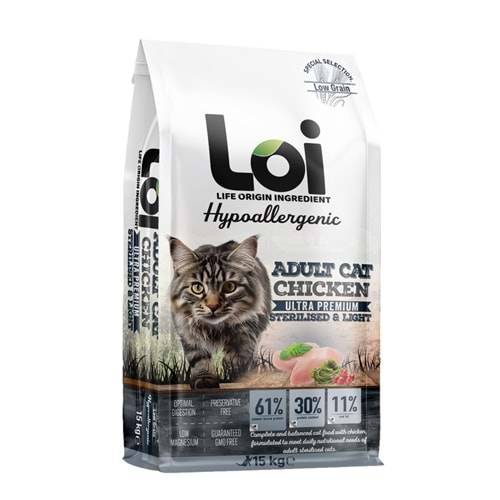 Loi Kısırlaştırılmış Tavuklu Yetişkin Kedi Maması 15 Kg