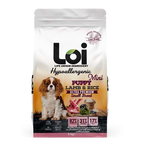 Loi Mini Irk Kuzu Etli ve Pirinçli Yavru Köpek Maması 3 Kg