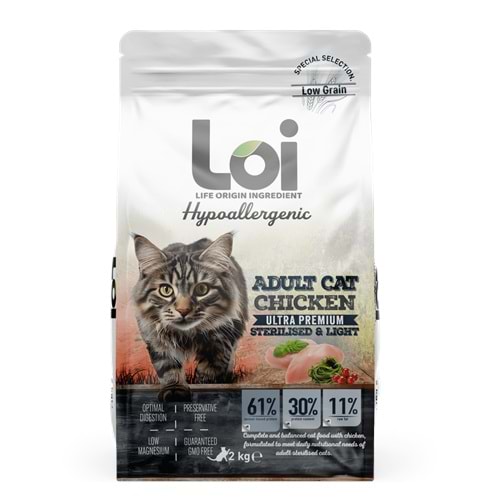 Loi Kısırlaştırılmış Tavuklu Yetişkin Kedi Maması 2 Kg
