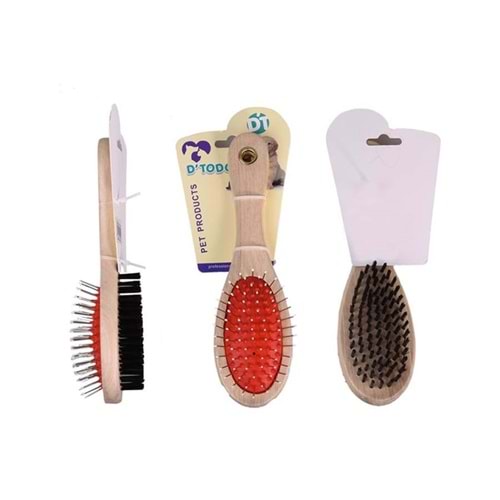 Çift Taraflı Tahta Saplı Tarak Orta Boy