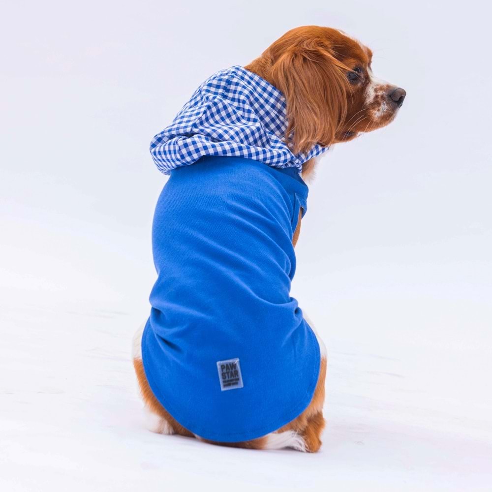 Mavi Gingham Kapşonlu Polo Tişört 5li